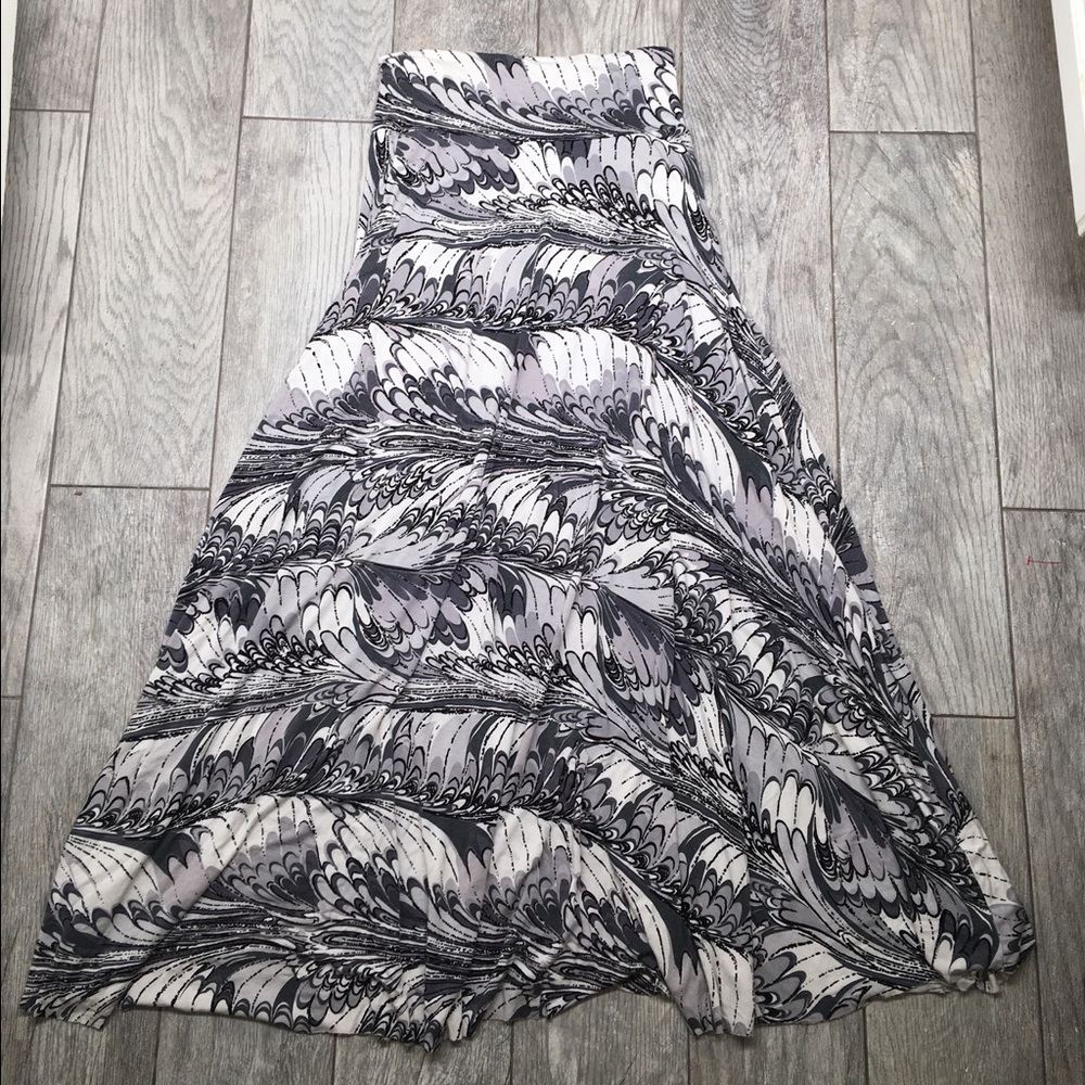 Rachel Pally Black, White & Gray Swirl Maxi Skirt